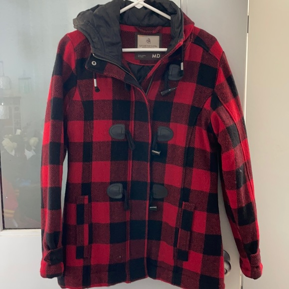 Red Buffalo plaid insulated hooded jacket - Picture 1 of 3